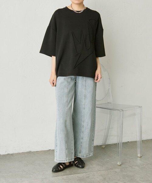 ear PAPILLONNER(イアパピヨネ)の「SUM1コードトップス【SUM1 STYLE】(Tシャツ/カットソー・レディース・ホワイト/ブラック・FREE)」の9枚目の写真