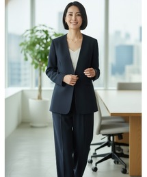 Perfect Suit FActory（パーフェクトスーツファクトリー）の「【ツイルノーカラージャケット】オケージョンからデイリーまで活躍する上品ジャケット　ネイビー/カーキー/グレー（ノーカラージャケット）」