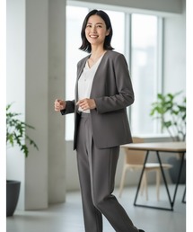 Perfect Suit FActory（パーフェクトスーツファクトリー）の「【ツイルノーカラージャケット】オケージョンからデイリーまで活躍する上品ジャケット　ネイビー/カーキー/グレー（ノーカラージャケット）」