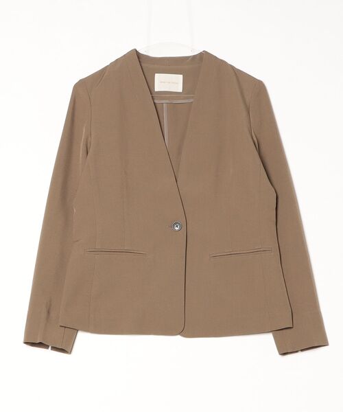Perfect Suit FActory(パーフェクトスーツファクトリー)の「【ツイルノーカラージャケット】オケージョンからデイリーまで活躍する上品ジャケット ネイビー/カーキー/グレー(ノーカラージャケット・レディース・ネイビー/カーキ/グレー・S/L/M)」の7枚目の写真