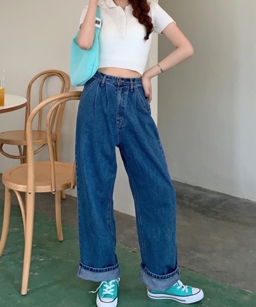 Teem Store（チームストア）の「【カラバリ】ポロシャツ半袖 夏ニット ショート丈ニットソーリブニット（Tシャツ/カットソー・レディース・グリーン/ホワイト/グレー/ブラック/パープル・F）」の13枚目の写真