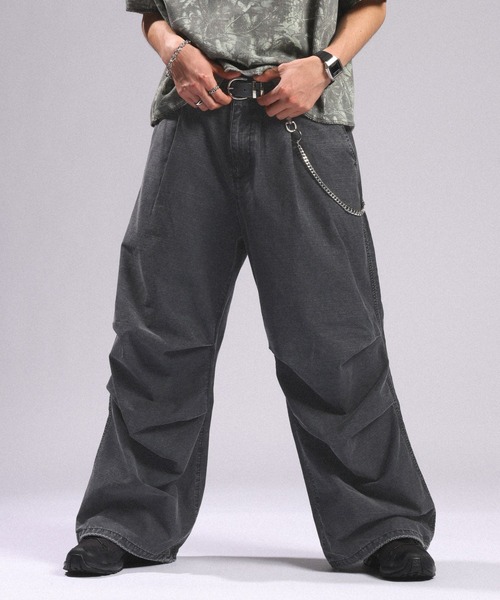 セール】Over Dye Snow Loose Wide Pants/加工スノールーズ