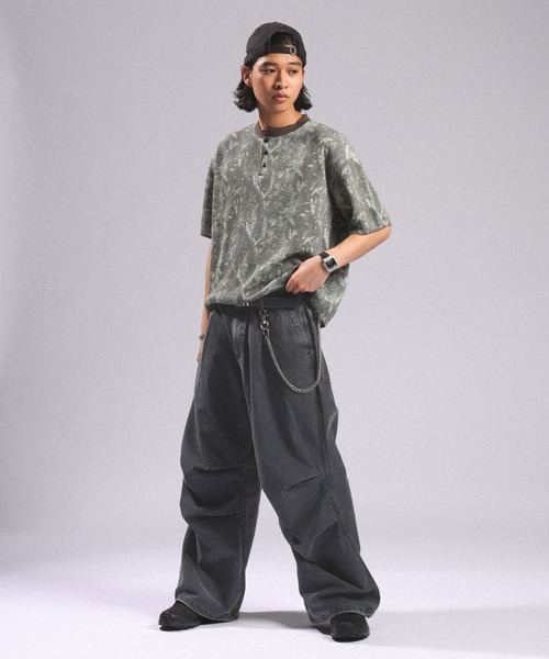 セール】Over Dye Snow Loose Wide Pants/加工スノールーズ