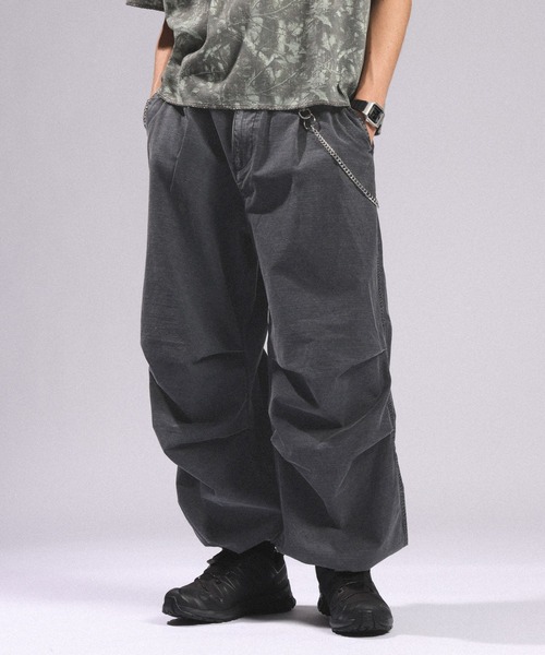 RAGEBLUE(レイジブルー)の「Over Dye Snow Loose Wide Pants/加工スノールーズ/パラシュートパンツ(カーゴパンツ・メンズ・ダークグレー/グリーン/パープル・MEDIUM/LARGE)」の6枚目の写真