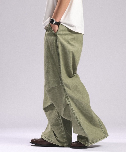 RAGEBLUE(レイジブルー)の「Over Dye Snow Loose Wide Pants/加工スノールーズ/パラシュートパンツ(カーゴパンツ・メンズ・ダークグレー/グリーン/パープル・MEDIUM/LARGE)」の11枚目の写真