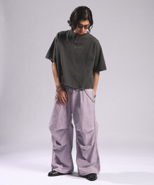 セール】Over Dye Snow Loose Wide Pants/加工スノールーズ