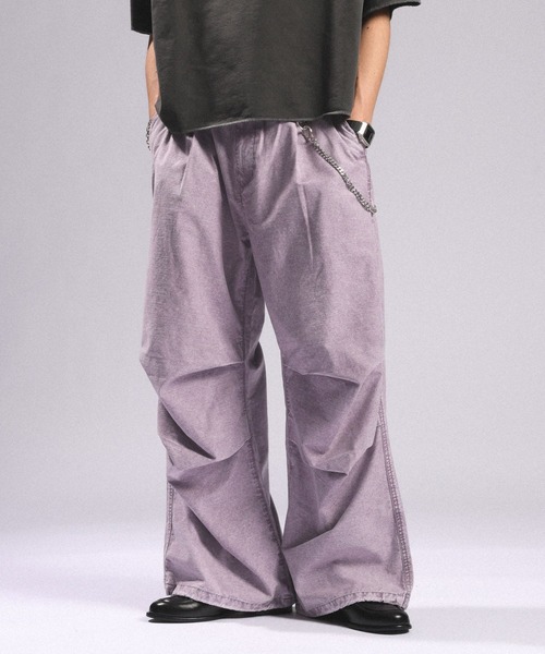 セール】Over Dye Snow Loose Wide Pants/加工スノールーズ