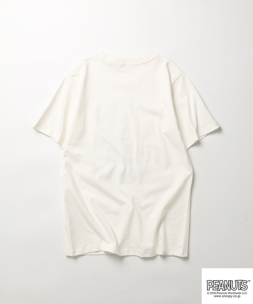 PEANUTS(ピーナッツ)の「PEANUTS スヌーピーサッカー柄天竺半袖Tシャツ(Tシャツ/カットソー・レディース・ネイビー/オフホワイト・LL/L/M)」の8枚目の写真