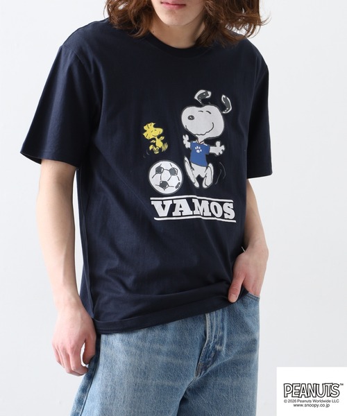 PEANUTS(ピーナッツ)の「PEANUTS スヌーピーサッカー柄天竺半袖Tシャツ(Tシャツ/カットソー・レディース・ネイビー/オフホワイト・LL/L/M)」の17枚目の写真