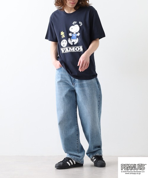 PEANUTS(ピーナッツ)の「PEANUTS スヌーピーサッカー柄天竺半袖Tシャツ(Tシャツ/カットソー・レディース・ネイビー/オフホワイト・LL/L/M)」の21枚目の写真