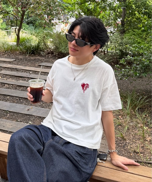 ADAMASTE（アダマスト）の「Skeleton Heart Logo T-shirt - スケルトンハートロゴTEE【短丈】（Tシャツ/カットソー・メンズ・ホワイト/ブラック・SMALL/MEDIUM/LARGE）」の3枚目の写真