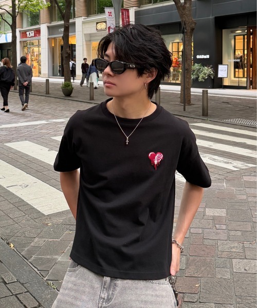 ADAMASTE（アダマスト）の「Skeleton Heart Logo T-shirt - スケルトンハートロゴTEE【短丈】（Tシャツ/カットソー・メンズ・ホワイト/ブラック・SMALL/MEDIUM/LARGE）」の7枚目の写真