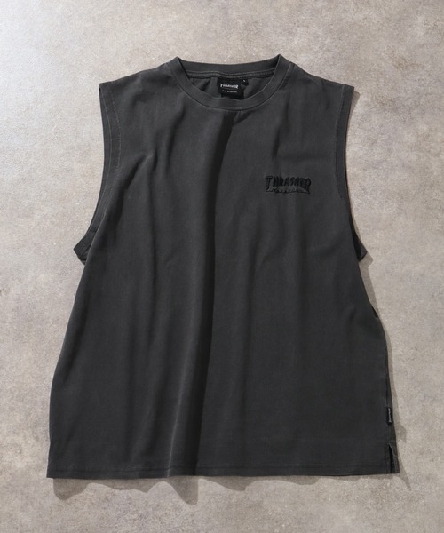 THRASHER(スラッシャー)の「【THRASHER/スラッシャー】ピグメント加工 バックロゴ ノースリーブTシャツ(Tシャツ/カットソー・メンズ・ライトグレー/ピンク/グレー系1/ブラウン/サックスブルー/グレー系2・L/M/XL)」の7枚目の写真