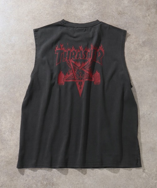 THRASHER(スラッシャー)の「【THRASHER/スラッシャー】ピグメント加工 バックロゴ ノースリーブTシャツ(Tシャツ/カットソー・メンズ・ライトグレー/ピンク/グレー系1/ブラウン/サックスブルー/グレー系2・L/M/XL)」の10枚目の写真