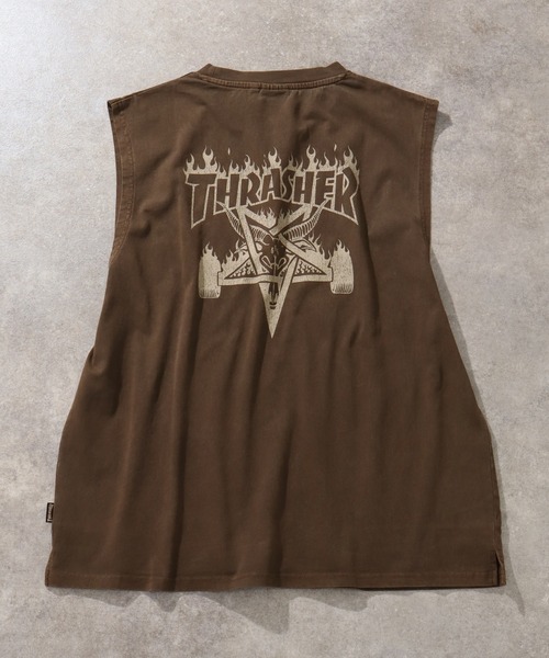 THRASHER(スラッシャー)の「【THRASHER/スラッシャー】ピグメント加工 バックロゴ ノースリーブTシャツ(Tシャツ/カットソー・メンズ・ライトグレー/ピンク/グレー系1/ブラウン/サックスブルー/グレー系2・L/M/XL)」の14枚目の写真