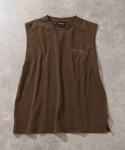 THRASHER(スラッシャー)の「【THRASHER/スラッシャー】ピグメント加工 バックロゴ ノースリーブTシャツ(Tシャツ/カットソー・メンズ・ライトグレー/ピンク/グレー系1/ブラウン/サックスブルー/グレー系2・L/M/XL)」の13枚目の写真