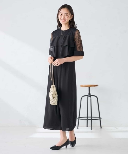 a.v.v(アーヴェヴェ)の「【結婚式/お呼ばれに】ラッフルティアードオールインワンドレス(ワンピース・レディース・ブラック/ブルー・38/36/40)」の2枚目の写真