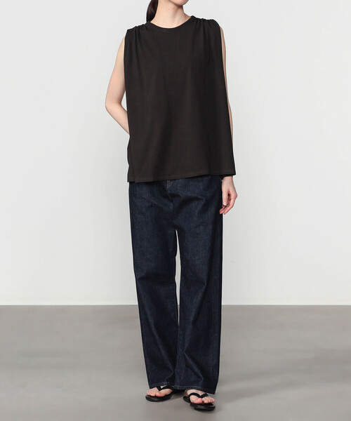 Bshop(ビショップ)の「WL | ナチュラルダイ ミントジャージースリーブレストップ WOMEN(Tシャツ/カットソー・レディース・ブラック/グレイッシュベージュ・F)」の5枚目の写真