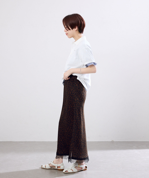 IENA(イエナ)の「BLACK 裾レースレオパードスカート(スカート・レディース・ブラウン・38/36)」の12枚目の写真