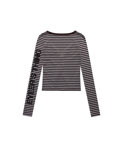 EYEER(イワイイアル)の「02 LOGO BUTTON LONG SLEEVE(Tシャツ/カットソー・レディース・ストライプ/ブラック・SMALL)」の11枚目の写真