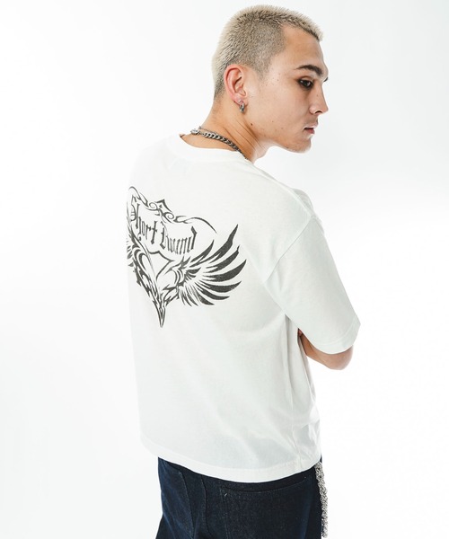 SHORT ROUND(ショートラウンド)の「SHORT ROUND/【26年春夏新作】クロップドグラフィックT(Tシャツ/カットソー・メンズ・ベージュ/ホワイト/ブラック系その他/ワイン・LARGE/MEDIUM)」の2枚目の写真