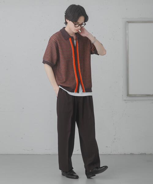SENSE OF PLACE by URBAN RESEARCH(センスオブプレイスバイアーバンリサーチ)の「『洗濯可』ペーパータッチMIXショートスリーブニットシャツ(ニット/セーター・メンズ・レッド/ブラック・LARGE/MEDIUM)」の21枚目の写真