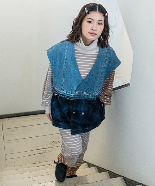 masterkey(マスターキー)の「mcg3815- CLOAK-VEST ポンチョ風ベスト(MK27A-V-01)(ベスト・メンズ・ブルー/ブラック・FREE)」の5枚目の写真