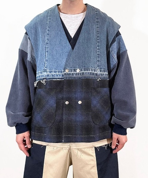 masterkey(マスターキー)の「mcg3815- CLOAK-VEST ポンチョ風ベスト(MK27A-V-01)(ベスト・メンズ・ブルー/ブラック・FREE)」の15枚目の写真