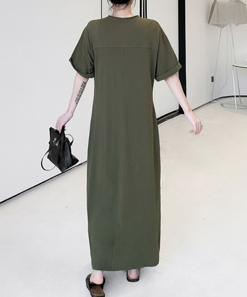 mielu(ミエル)の「ハーフジップ半袖フレアワンピース(ワンピース・レディース・カーキ/ブラック/グレー・LARGE/MEDIUM)」の13枚目の写真