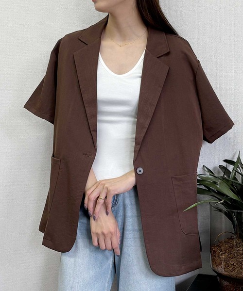 LOWO(ロワ)の「綿混Uネック半袖無地Tシャツ(全13色・レイヤード・インナー対応)(Tシャツ/カットソー・レディース・ホワイト/ネイビー/レッド/ピンク/ブルー/ブルーグレー・FREE)」の9枚目の写真