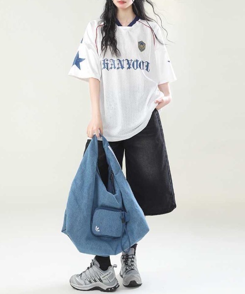 lilful（リルフル）の「【26年春夏新作】ナンバリング オーバーサイズ メッシュゲーム半袖Tシャツ（Tシャツ/カットソー・レディース・ブラック/ホワイト・M/L）」の21枚目の写真