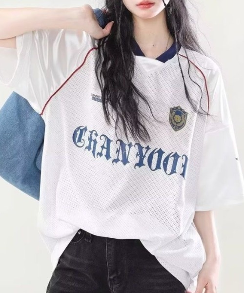 lilful（リルフル）の「【26年春夏新作】ナンバリング オーバーサイズ メッシュゲーム半袖Tシャツ（Tシャツ/カットソー・レディース・ブラック/ホワイト・M/L）」の18枚目の写真