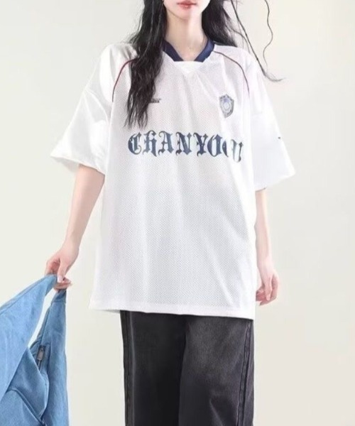 lilful（リルフル）の「【26年春夏新作】ナンバリング オーバーサイズ メッシュゲーム半袖Tシャツ（Tシャツ/カットソー・レディース・ブラック/ホワイト・M/L）」の19枚目の写真