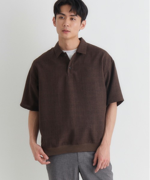 BACK NUMBER(バックナンバー)の「【BACK NUMBER】リネンライクポロシャツ (ドライタッチ / ドロップショルダー / 裾リブ / 休日カジュアル / Re-Vintage)(ポロシャツ・メンズ・ブラウン/ベージュ/ネイビー・S/M/L/XL)」の9枚目の写真