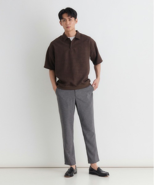 BACK NUMBER(バックナンバー)の「【BACK NUMBER】リネンライクポロシャツ (ドライタッチ / ドロップショルダー / 裾リブ / 休日カジュアル / Re-Vintage)(ポロシャツ・メンズ・ブラウン/ベージュ/ネイビー・S/M/L/XL)」の12枚目の写真