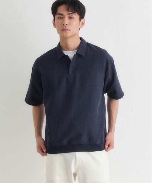 BACK NUMBER(バックナンバー)の「【BACK NUMBER】リネンライクポロシャツ (ドライタッチ / ドロップショルダー / 裾リブ / 休日カジュアル / Re-Vintage)(ポロシャツ・メンズ・ブラウン/ベージュ/ネイビー・S/M/L/XL)」の14枚目の写真