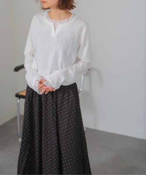 HALEY PESCA(ヘーリーペスカ)の「HALEY PESCA/レイヤード風レースインナートップス(Tシャツ/カットソー・レディース・イエロー/ブルー/グレー/ホワイト/ブラック・FREE)」の17枚目の写真