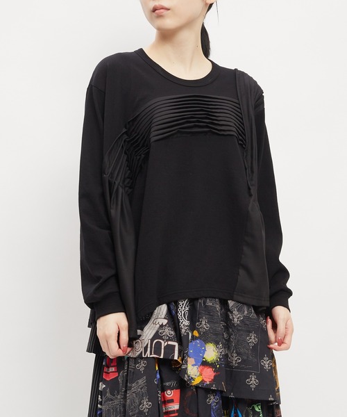 gomme(ゴム)の「タックフレアT(Tシャツ/カットソー・レディース・チャコールグレー/モカ/ブラック・MEDIUM)」の2枚目の写真
