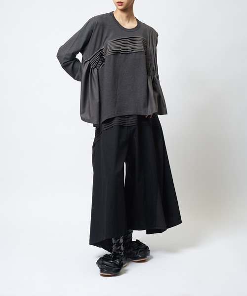gomme(ゴム)の「タックフレアT(Tシャツ/カットソー・レディース・チャコールグレー/モカ/ブラック・MEDIUM)」の5枚目の写真