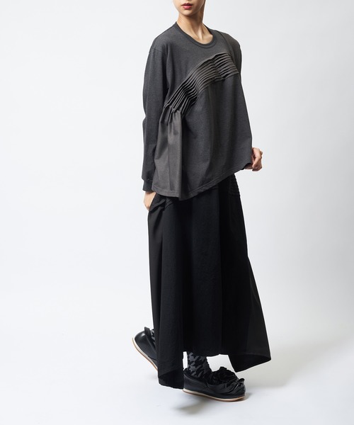 gomme(ゴム)の「タックフレアT(Tシャツ/カットソー・レディース・チャコールグレー/モカ/ブラック・MEDIUM)」の7枚目の写真