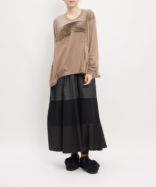 gomme(ゴム)の「タックフレアT(Tシャツ/カットソー・レディース・チャコールグレー/モカ/ブラック・MEDIUM)」の9枚目の写真