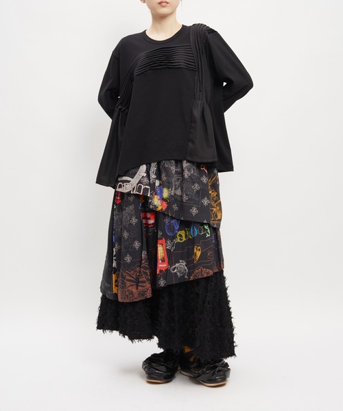 gomme(ゴム)の「タックフレアT(Tシャツ/カットソー・レディース・チャコールグレー/モカ/ブラック・MEDIUM)」の11枚目の写真
