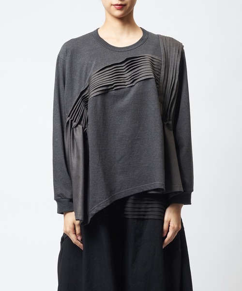 gomme(ゴム)の「タックフレアT(Tシャツ/カットソー・レディース・チャコールグレー/モカ/ブラック・MEDIUM)」の14枚目の写真