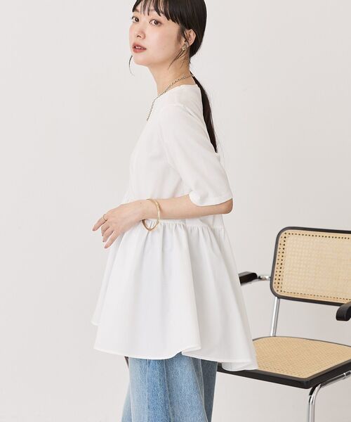 AMERICAN HOLIC(アメリカンホリック)の「布帛切替ペプラム半袖プルオーバー(Tシャツ/カットソー・レディース・ブラック/オフホワイト/モカ/チャコールグレー・M/L)」の22枚目の写真