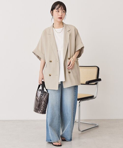 AMERICAN HOLIC(アメリカンホリック)の「布帛切替ペプラム半袖プルオーバー(Tシャツ/カットソー・レディース・ブラック/オフホワイト/モカ/チャコールグレー・M/L)」の7枚目の写真