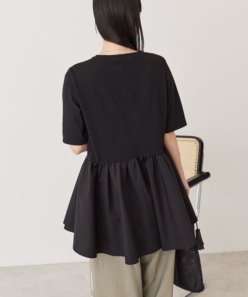 AMERICAN HOLIC(アメリカンホリック)の「布帛切替ペプラム半袖プルオーバー(Tシャツ/カットソー・レディース・ブラック/オフホワイト/モカ/チャコールグレー・M/L)」の11枚目の写真