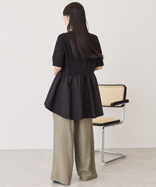 AMERICAN HOLIC(アメリカンホリック)の「布帛切替ペプラム半袖プルオーバー(Tシャツ/カットソー・レディース・ブラック/オフホワイト/モカ/チャコールグレー・M/L)」の14枚目の写真