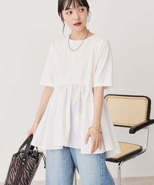 AMERICAN HOLIC(アメリカンホリック)の「布帛切替ペプラム半袖プルオーバー(Tシャツ/カットソー・レディース・ブラック/オフホワイト/モカ/チャコールグレー・M/L)」の12枚目の写真