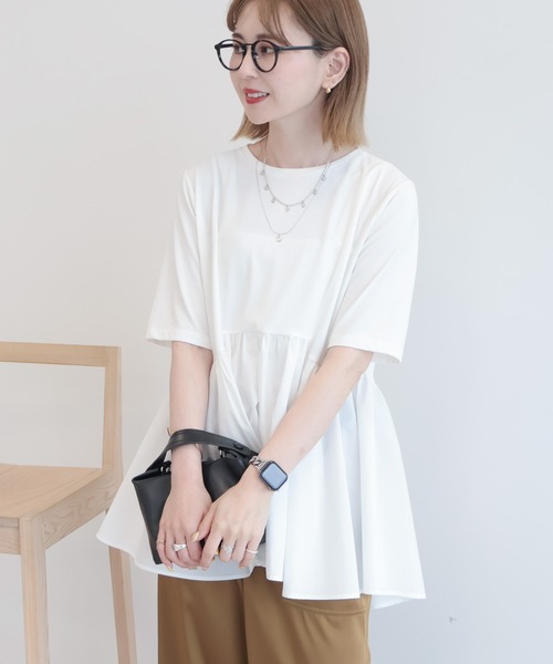 AMERICAN HOLIC(アメリカンホリック)の「布帛切替ペプラム半袖プルオーバー(Tシャツ/カットソー・レディース・ブラック/オフホワイト/モカ/チャコールグレー・M/L)」の19枚目の写真