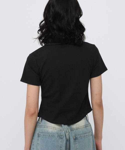 3.3 Field Trip （3.3フィールドトリップ）の「3.3 Field Trip／フロントギャザーショートスリーブトップス（Tシャツ/カットソー・レディース・ブラック/グレー/ブルー・FREE）」の9枚目の写真